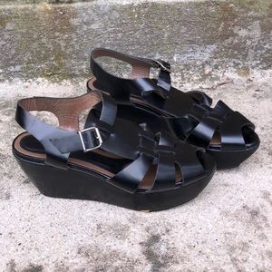 Marni Black Platform Wedge Heeled Sandals